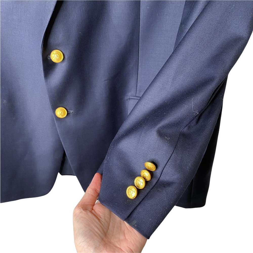 Lauren Ralph Lauren Classic Mens Wool Blazer Sport Coat Gold Buttons Preppy 46R - Picture 5 of 13